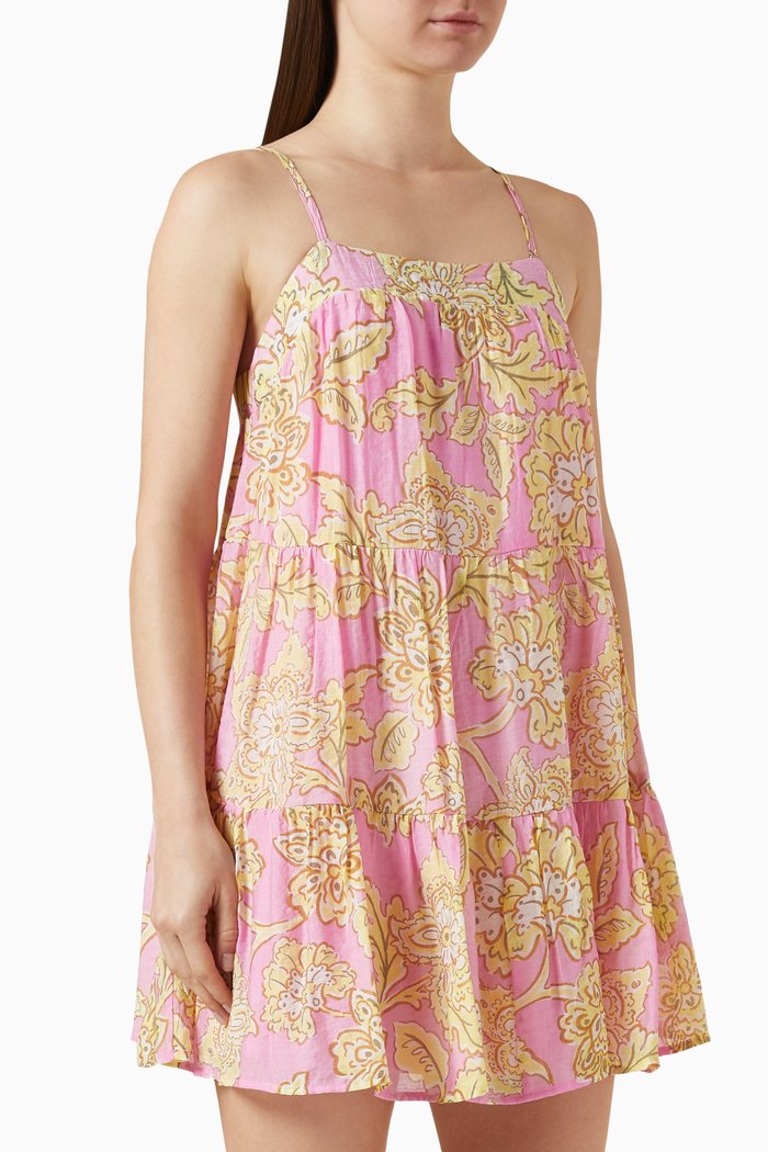 

Laurelle Floral-print Mini Dress in Viscose-blend, Pink