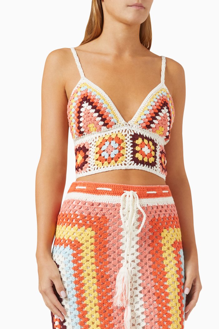 Gardenia Bralette Top in Crochet-knit, Multicolour