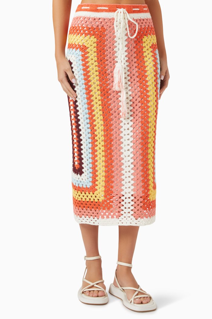 

Gardenia Midi Skirt in Crochet-knit, Multicolour