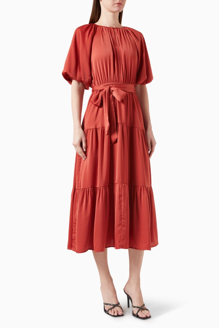 

Sadie Tiered Midi Dress, Red