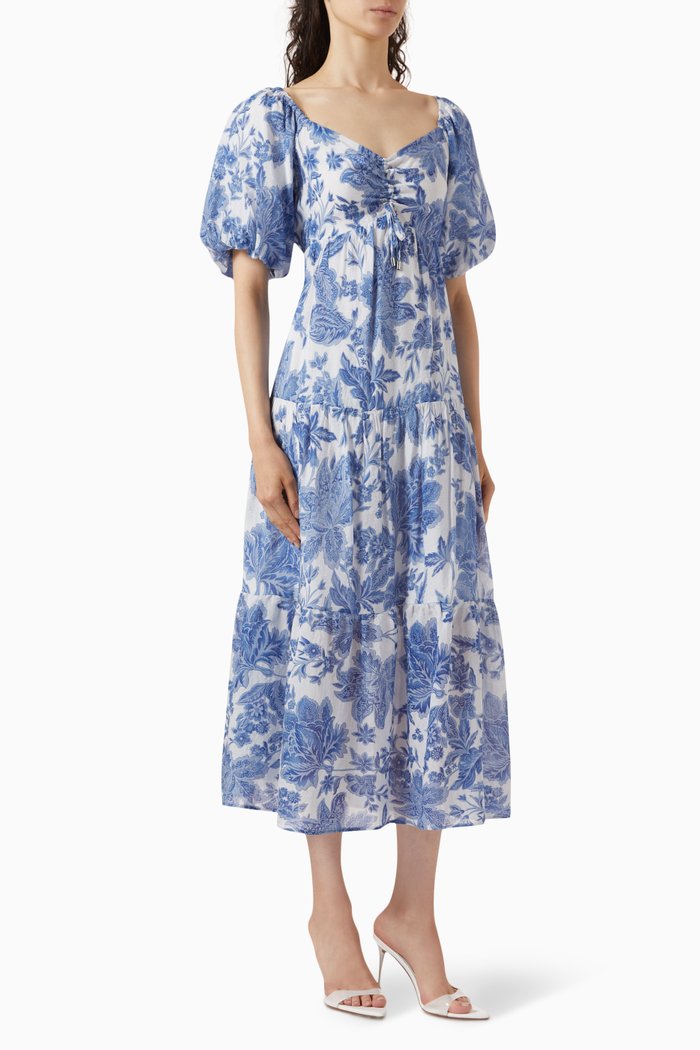 

Perla Floral-print Midi Dress, Blue