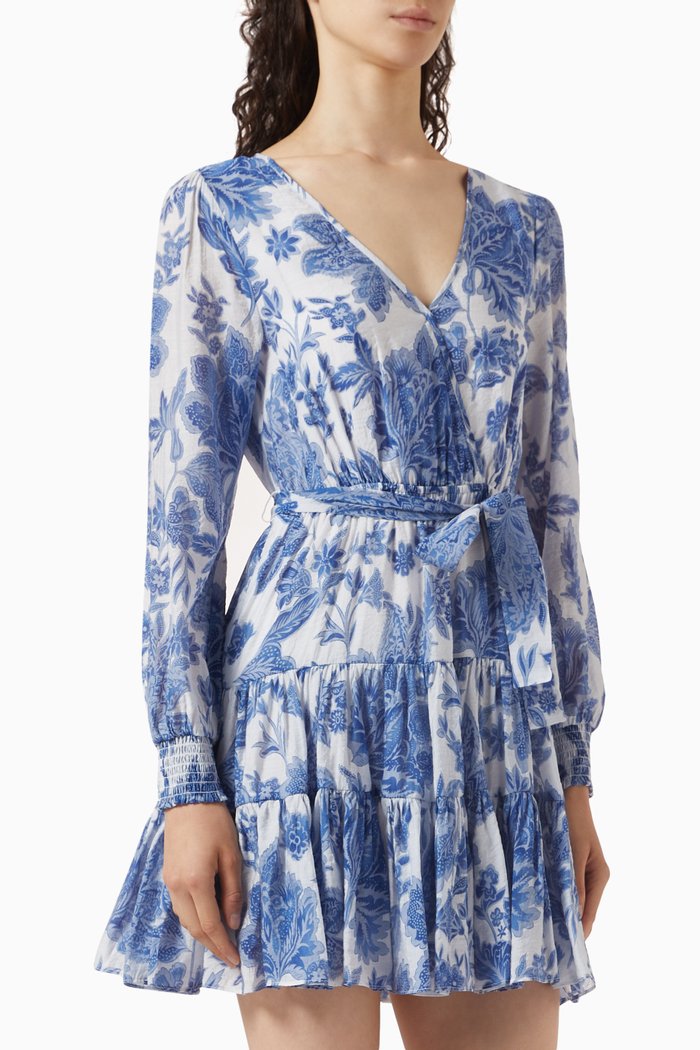 

Perla Floral-print Mini Dress, Blue