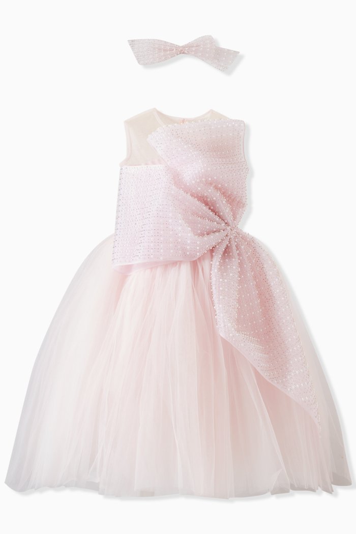 

Embellished Dress in Tulle & Couture Mesh, Pink