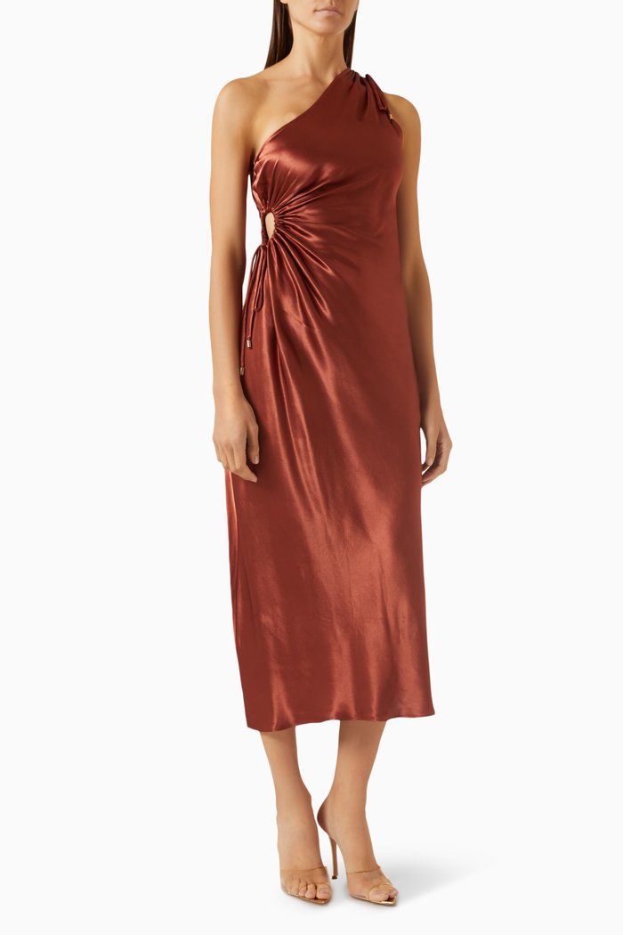 

Gaia One-shoulder Maxi Dress in Viscose, Brown