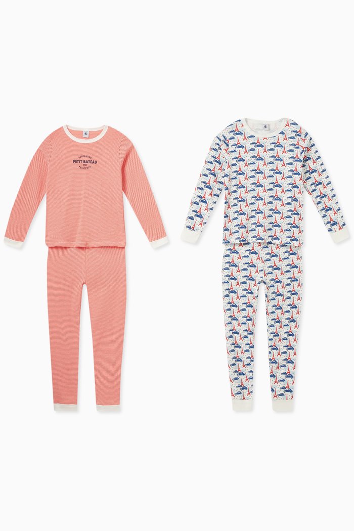 

Paris-print & Striped Pyjamas in Cotton, Set of 2, Multicolour