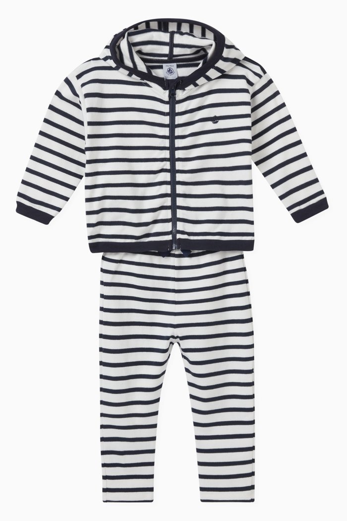 

Breton Striped Hoodie & Pants Set in Cotton-jersey, Multicolour