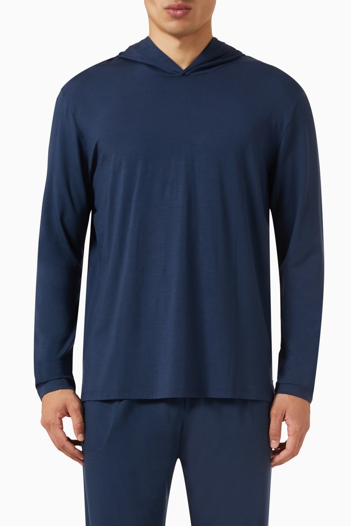 Basel Hooded T-shirt in Micro Modal, Blue