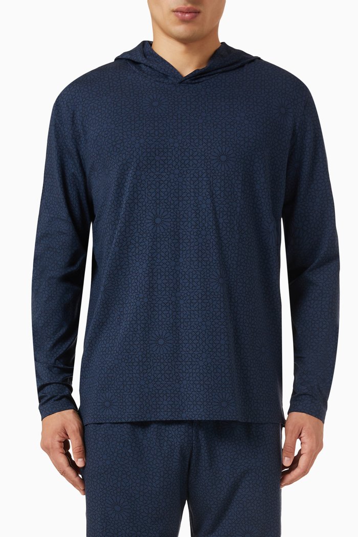 

Basel Hooded T-shirt in Micro Modal, Blue