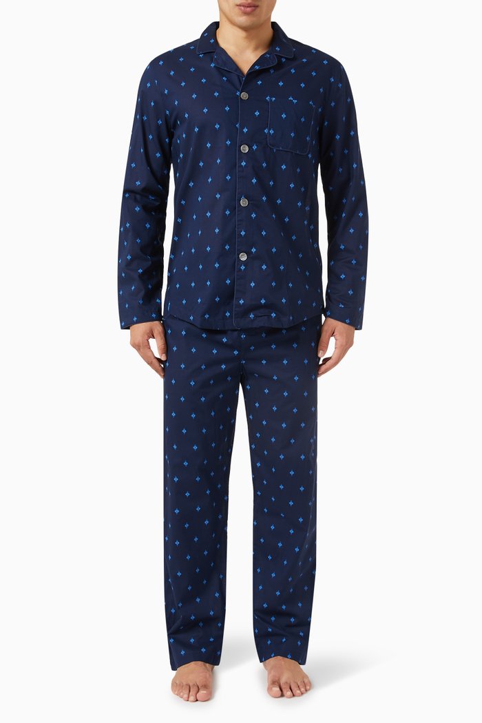 

Nelson Pyjama Set in Cotton, Blue