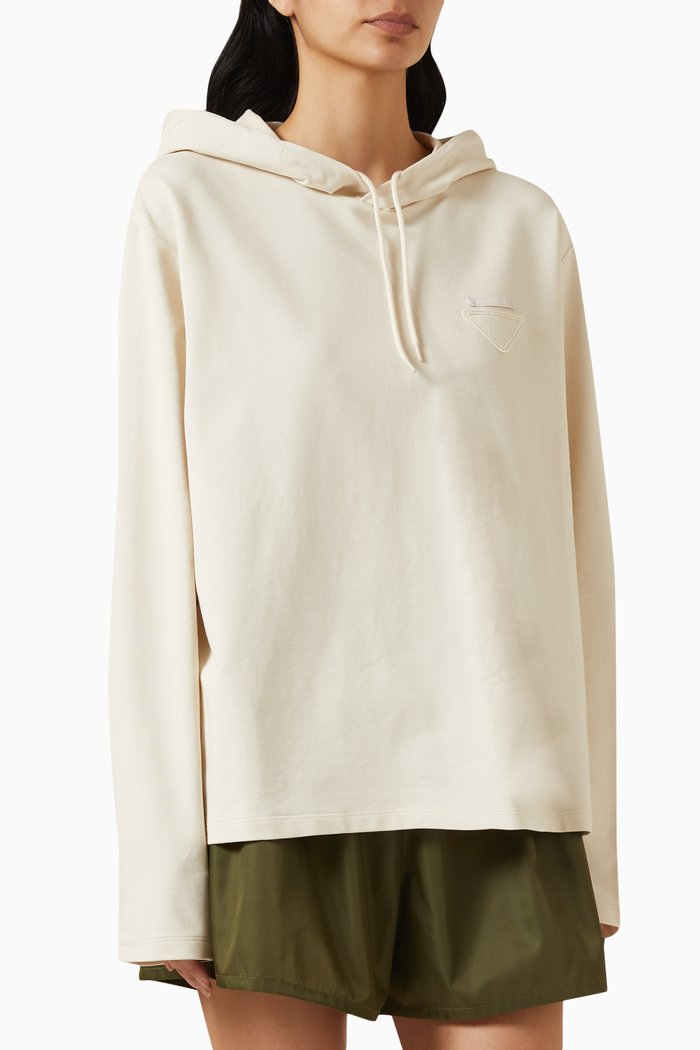 Triangle Logo Hoodie in Cotton-fleece, Neutral