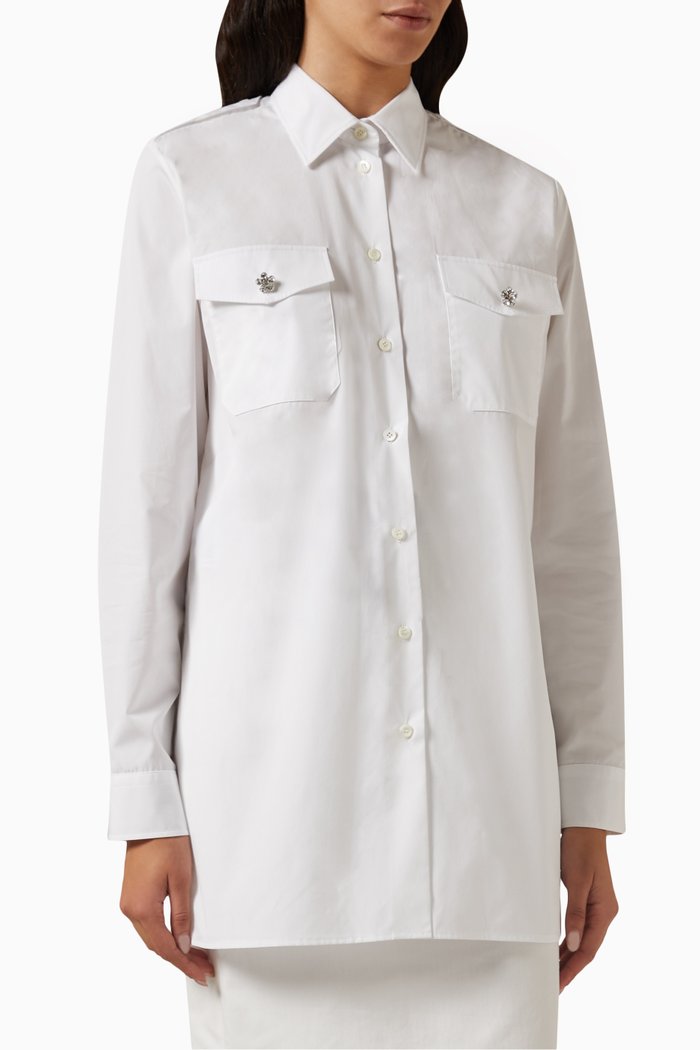 

Crystal-embellished Shirt in Cotton-poplin, White