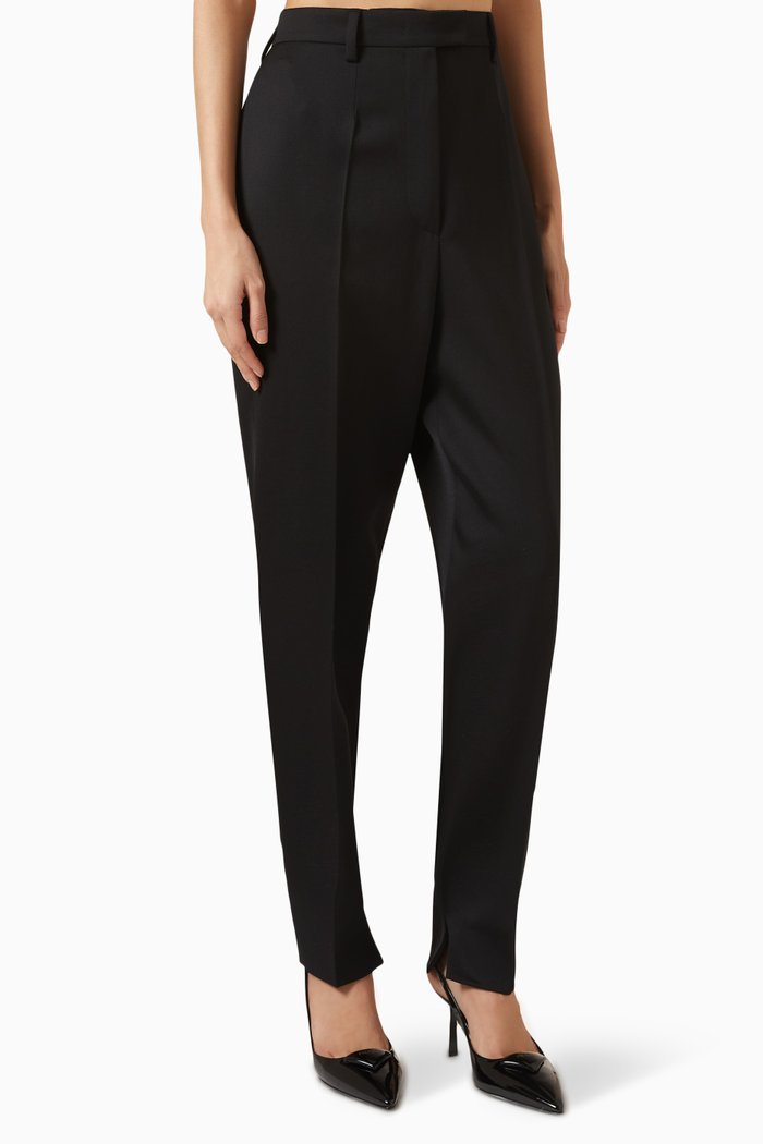 Straight-fit Pants in Wool, Black