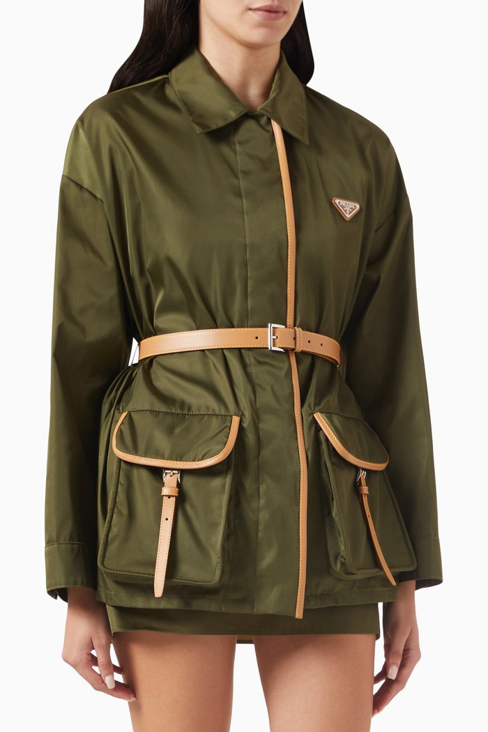 

Contrast-trim Jacket in Re-Nylon, Green