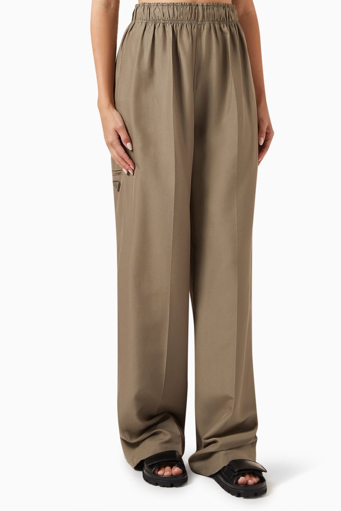 

Oversized-fit Pants in Silk, Neutral