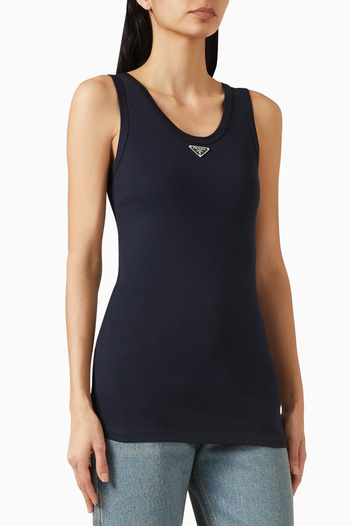 

Logo Tank Top in Cotton Jersey, Blue