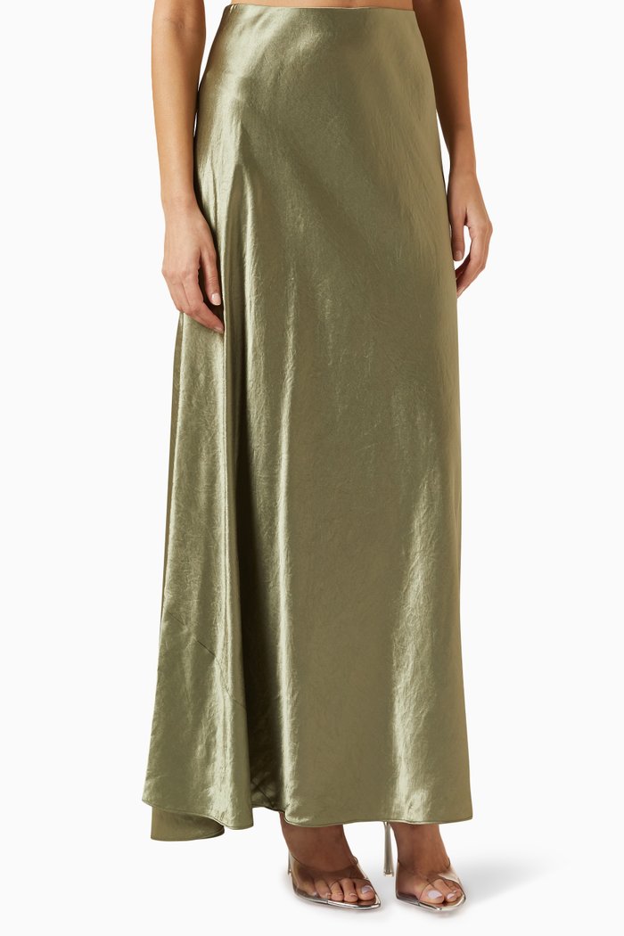 

Maxi Skirt in Satin, Green