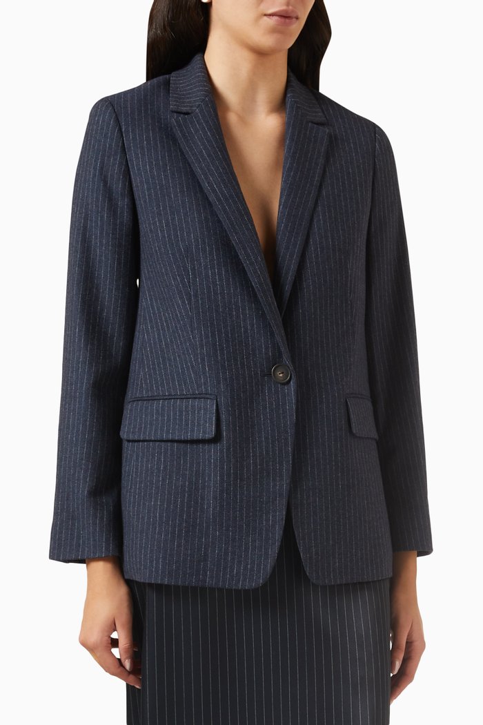 

Pinstripe Blazer in Flannel, Black