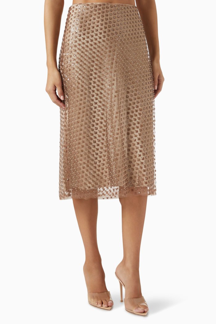 

Beaded Midi Skirt in Sequins, Neutral