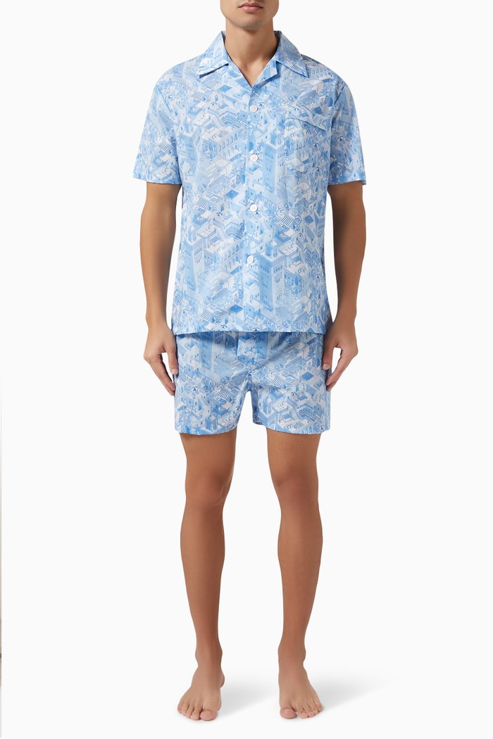 Ledbury 70 Pyjama Set in Cotton, Blue