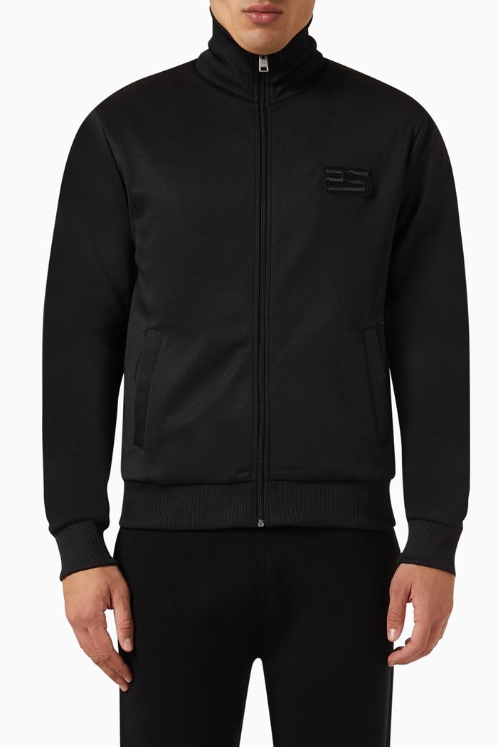 

Zip-up Jacket in Cotton-blend, Black