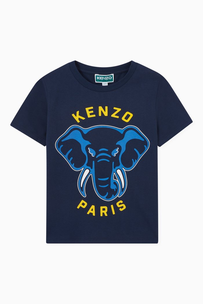 

Elephant Logo T-shirt in Organic Cotton, Blue