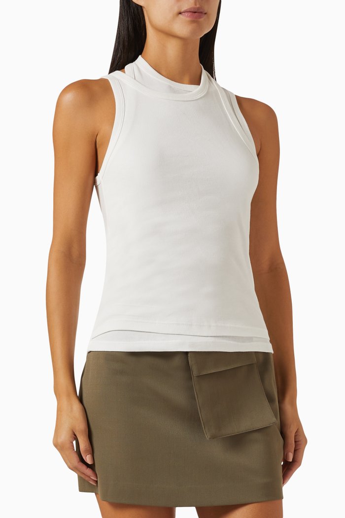 

Layered Tank Top in Organic Cotton, White