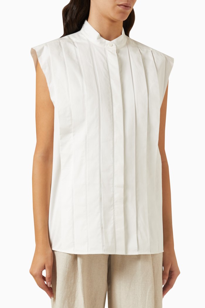 

Tuck Detail Shirt in Cotton, White