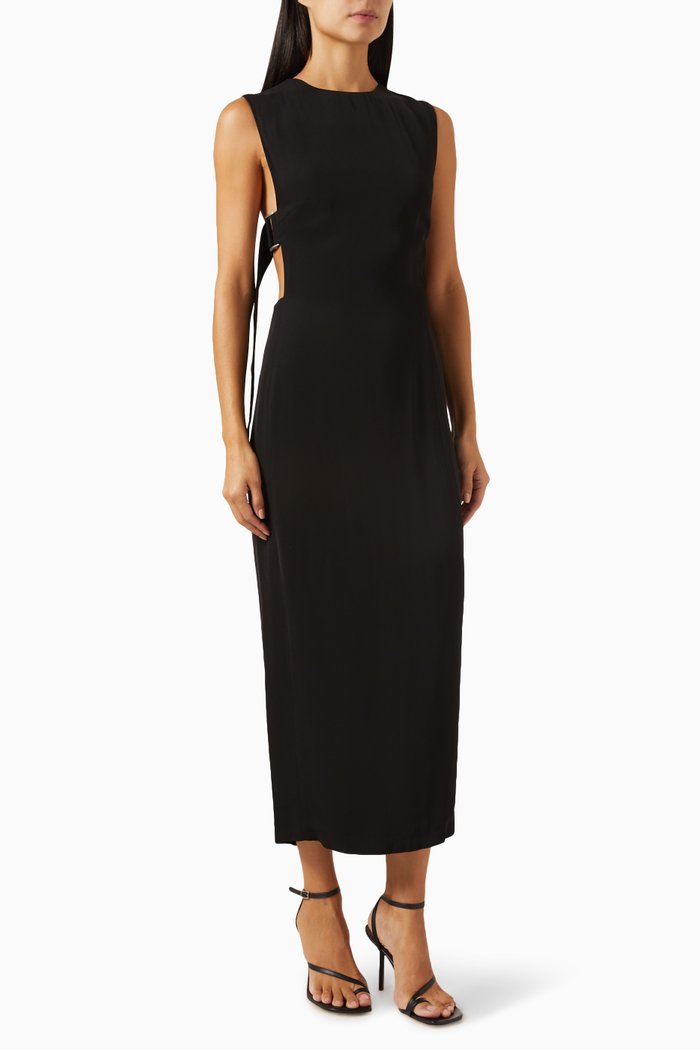 

Classic Side Detail Dress in Viscose Twill, Black