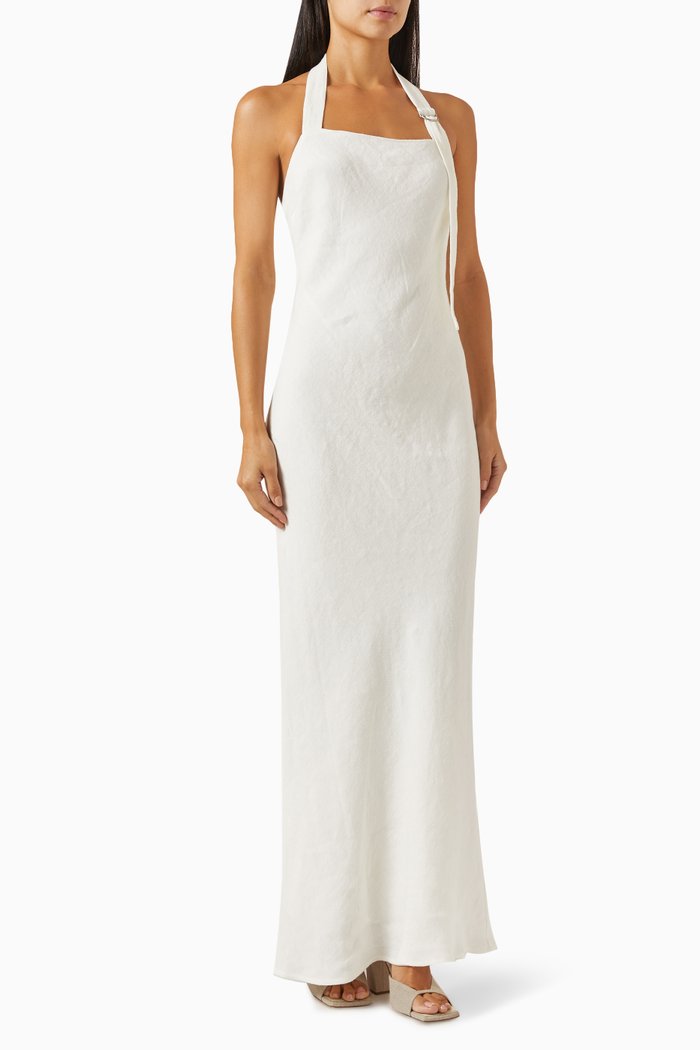 

Bias Maxi Dress in Linen, Neutral