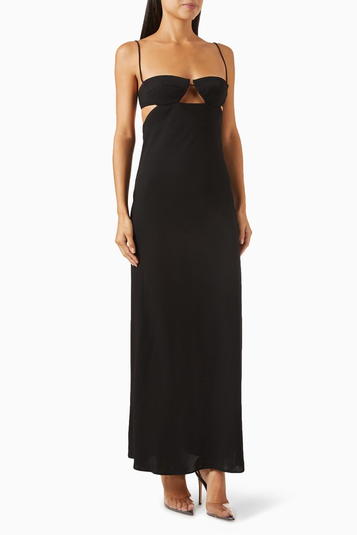 Resort Maxi Dress in Viscose Twill, Black