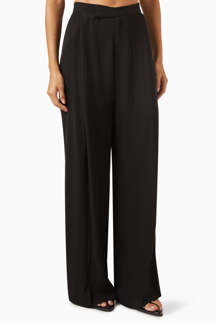 

Overlap Waist Pants in Viscose Twill, Black