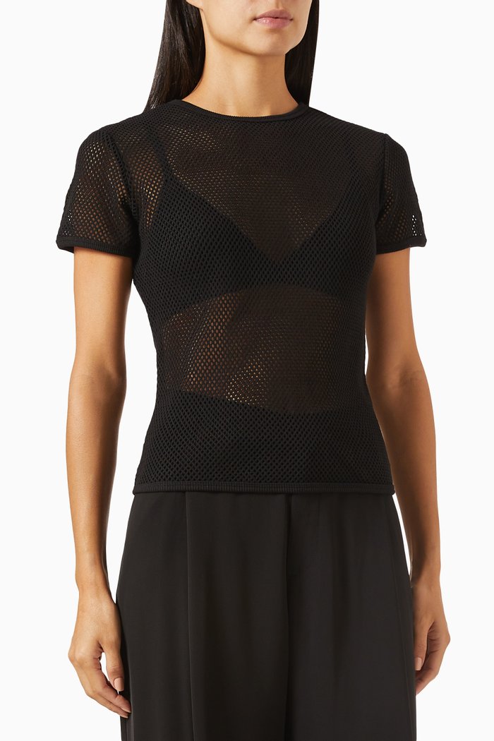 

Short Sleeve T-shirt in Mesh, Black