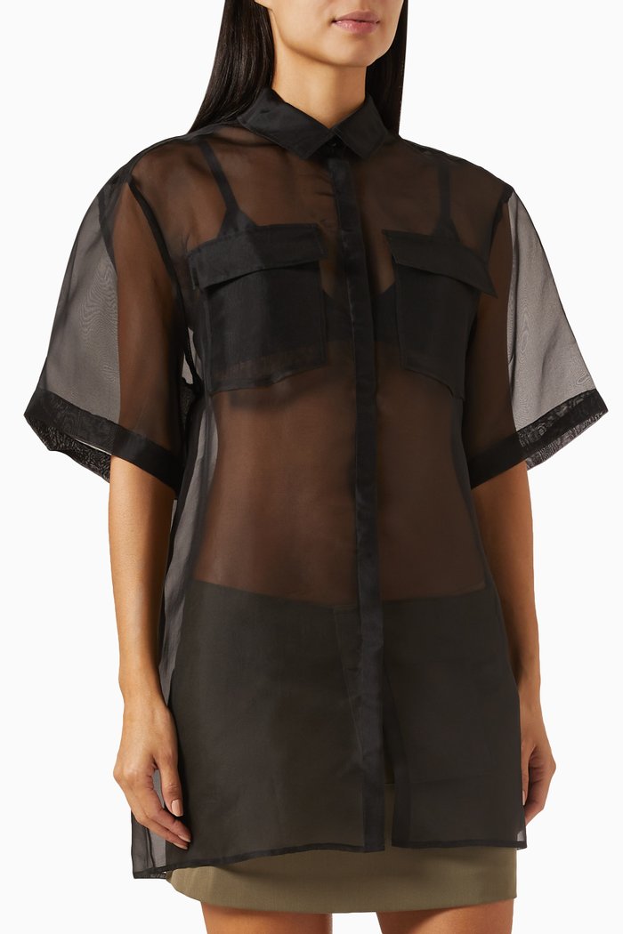 

Sheer Shirt in Organza, Black