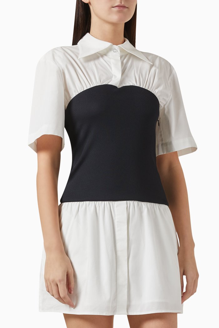 

Kali Mini Dress in Cotton Poplin & Jersey, White