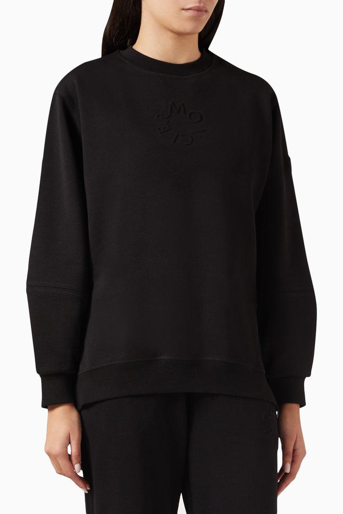 Embossed Logo Sweatshirt in Cotton, Black