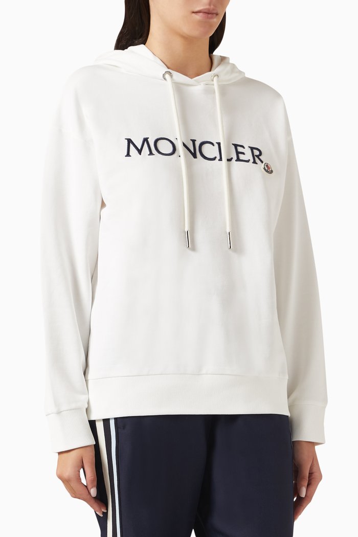 

Logo Embroidery Hooded Sweatshirt in Cotton, White