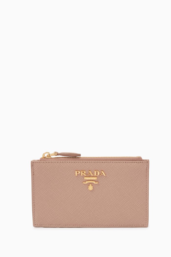 

Long Card Holder in Saffiano Leather, Neutral
