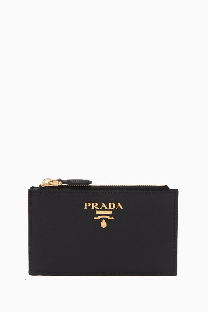 

Long Card Holder in Saffiano Leather, Black