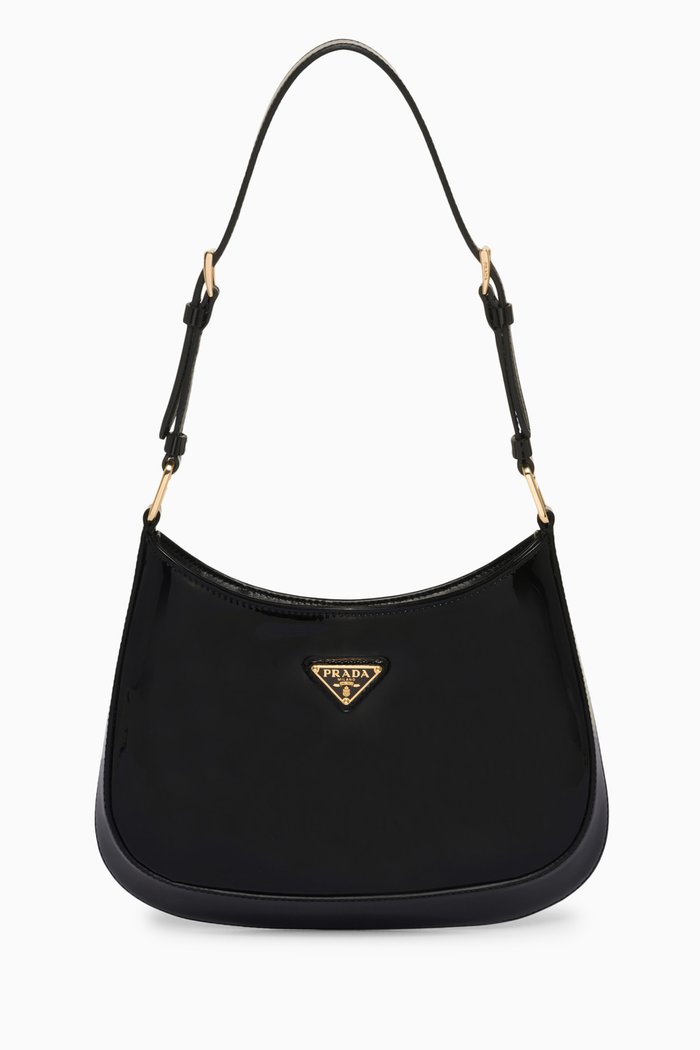 Small Cleo Shoulder Bag in Patent Leather, Black