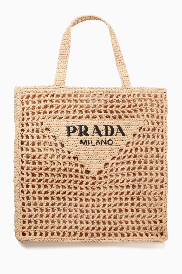 

Logo Crochet Tote Bag, Neutral