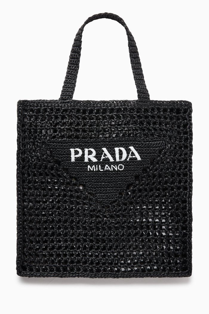 

Logo Crochet Tote Bag, Black