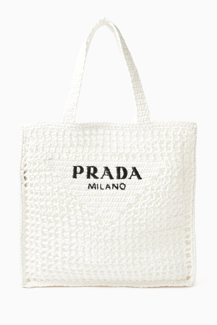 

Logo Crochet Tote Bag, White