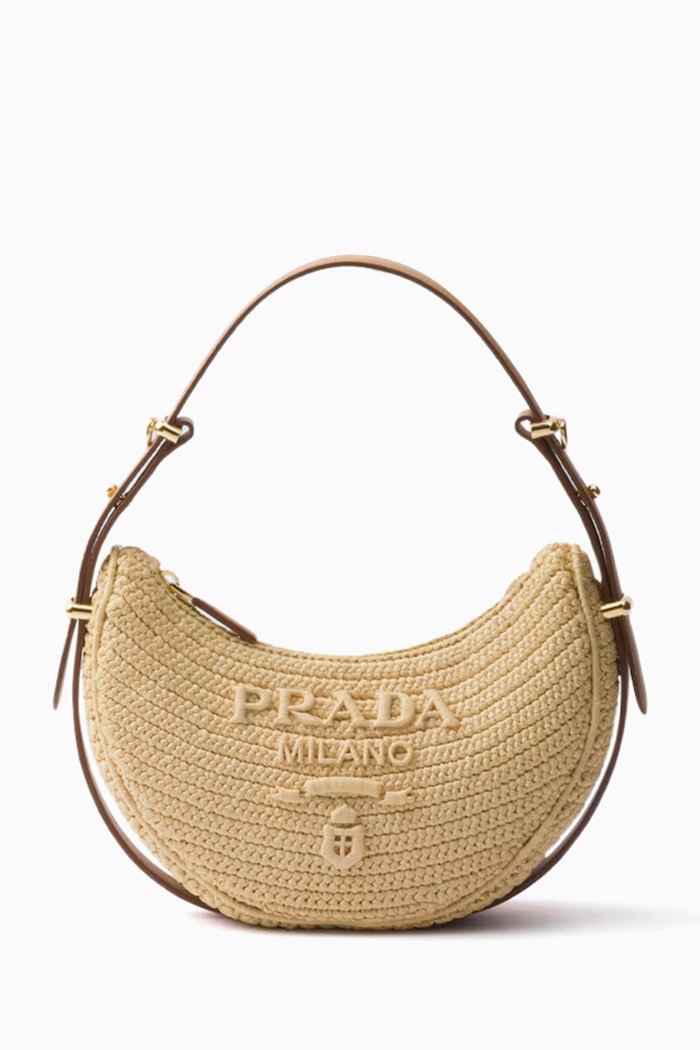 

Arqué Shoulder Bag in Woven Fabric, Neutral