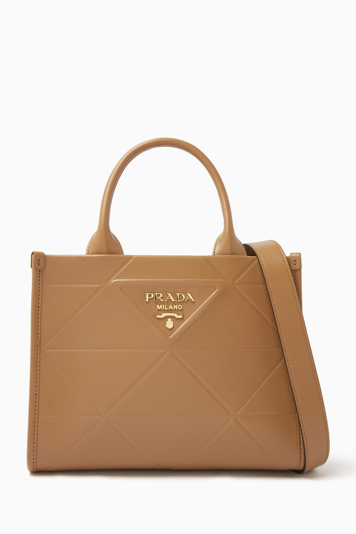 

Mini Symbole Tote Bag in Leather, Brown