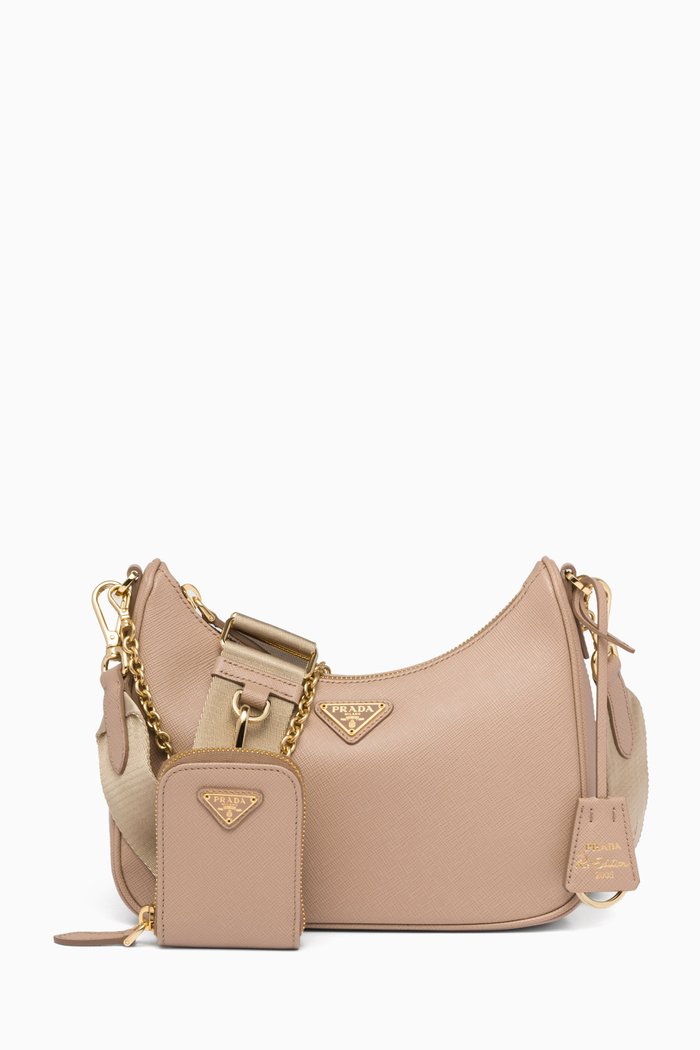

Triangle Logo Re-edition 2005 Shoulder Bag in Saffiano Leather, Neutral