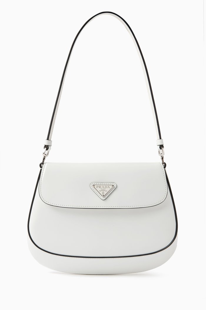 

Cleo Flap Shoulder Bag in Brushed Leather, White