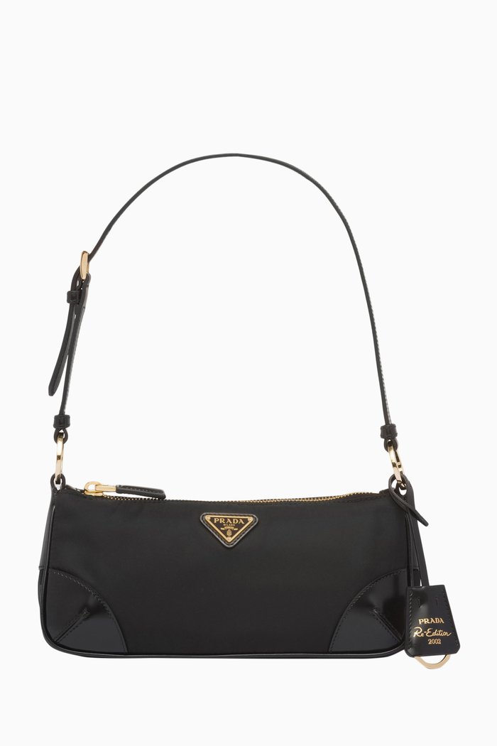 Mini Logo Shoulder Bag in Leather, Black