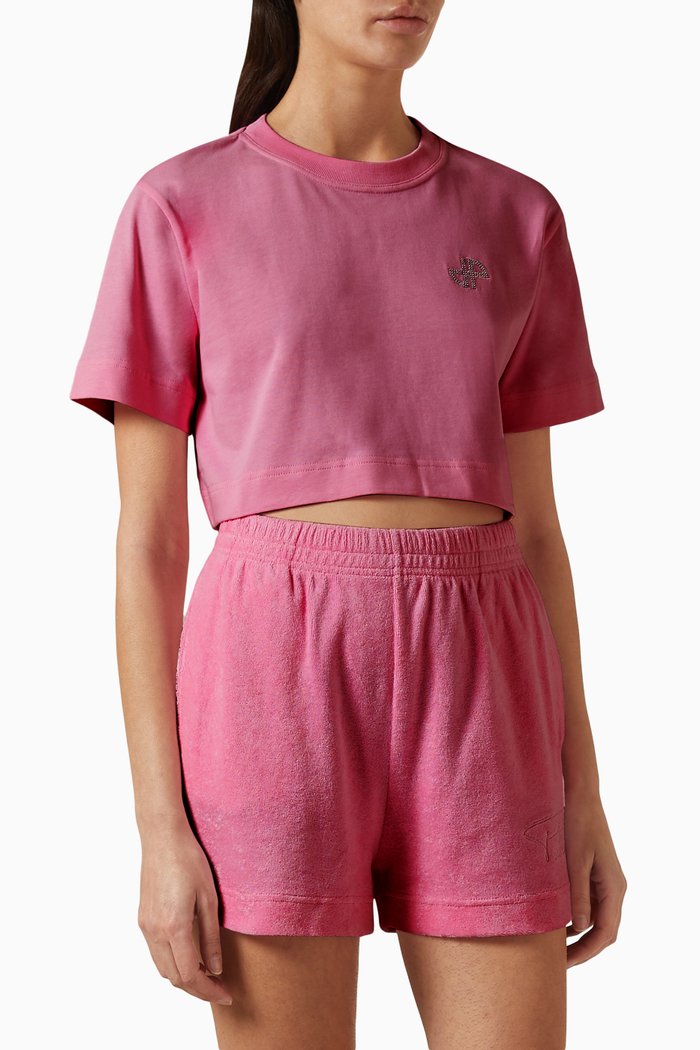 

Strass Patou Cropped T-shirt in Organic Cotton, Pink