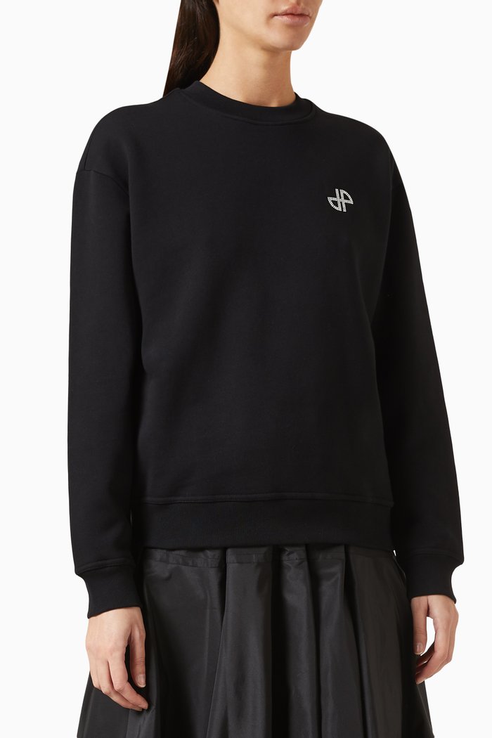 

Strass Patou Sweatshirt in Organic Cotton, Black