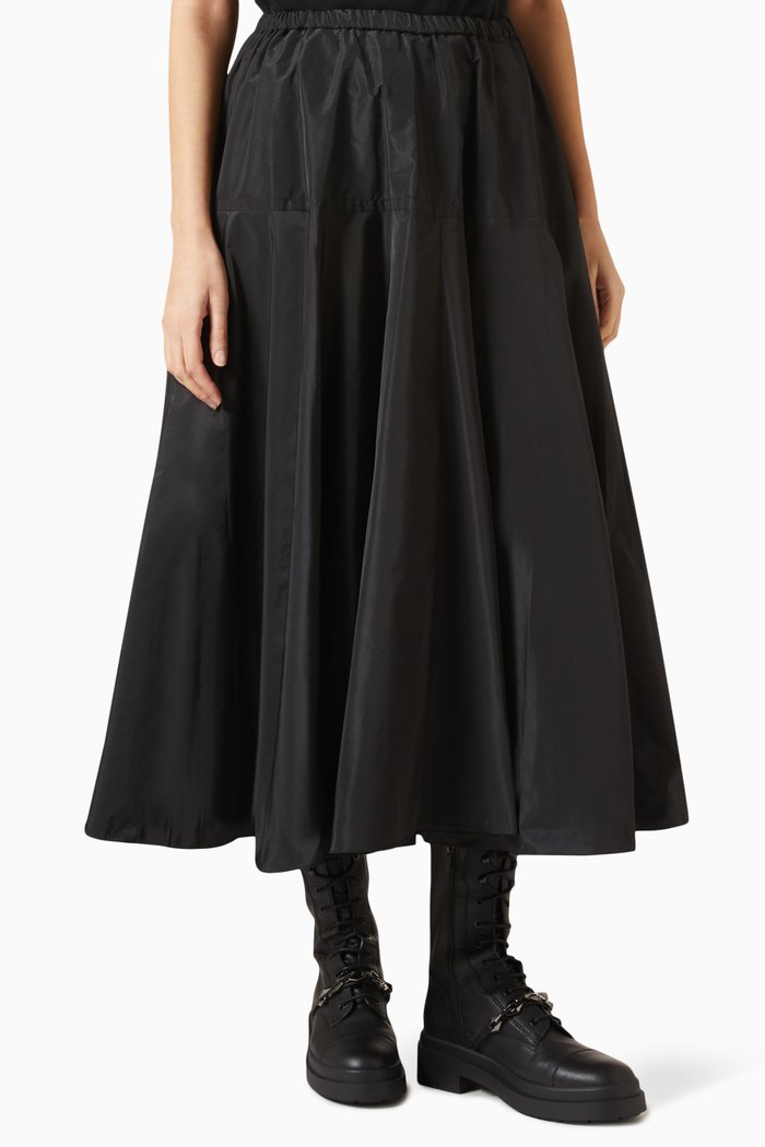 

Flared Maxi Skirt in Recycled Faille, Black